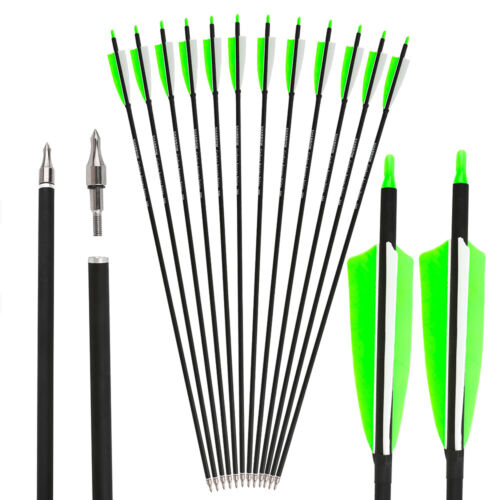 30" Carbon Arrow Archery SP500 4" Turkey Feather Recurvebow Compound Bow Hunting - Picture 17 of 21