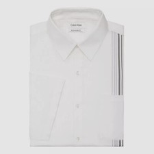 Calvin Klein Mens Extra Slim Fit Short Sleeve Dress Shirt in White Sz Small