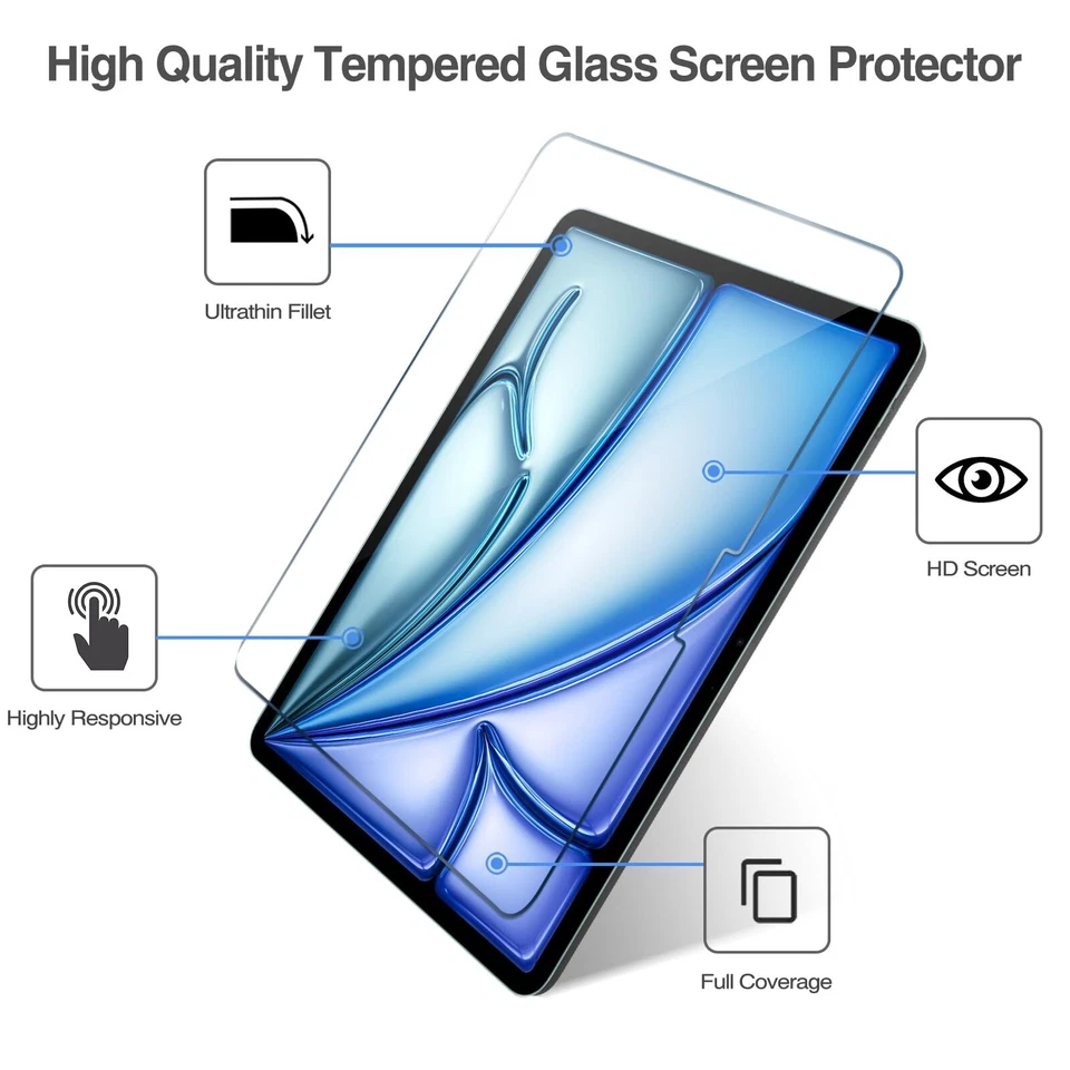 2x for Apple iPad Air 11" 2025 / 2024 M3 M2 TEMPERED GLASS Screen Protectors - Image 3 of 4