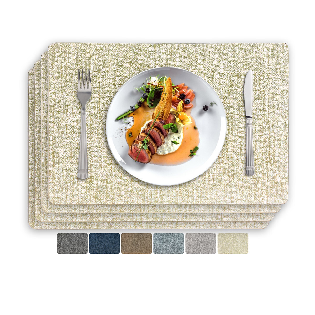4er Platzset Tischset Kunstleder Platzmatten Tischmatten abwaschbar Wasserdicht