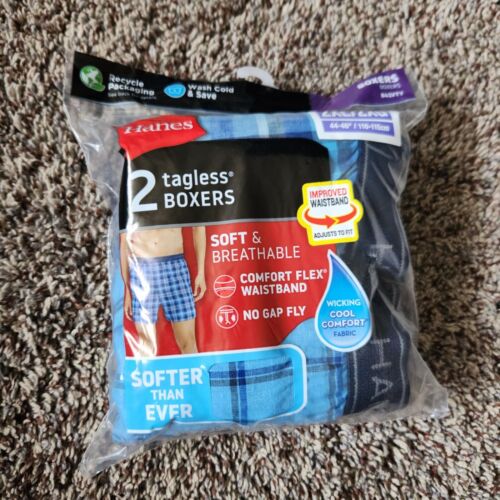 Hanes Herren Boxershorts ohne Etikett 2er Pack - Wählen Sie Ihre Größe S - 2XL - Brandneu - Bild 15 von 17