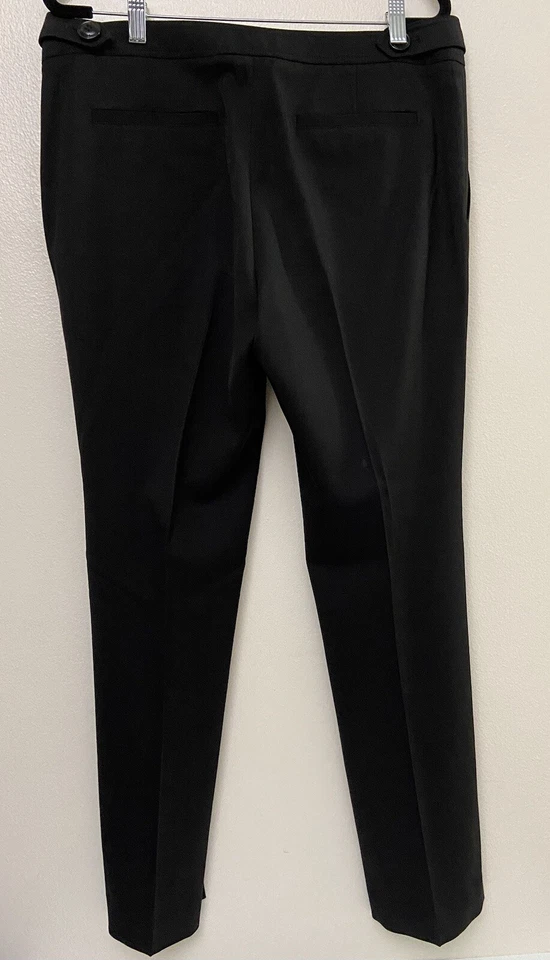 Pantalón Burberry London para mujer negro pierna recta algodón ribete Novacheck talla 12 Foto 2 de 4