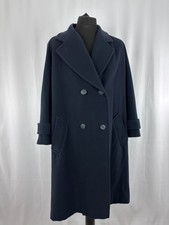 Womens Jfw Double Breasted Overcoat Wool Cashmere Size 16 Navy Vintage 1980s