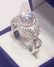 3Ct Round Lab Created White Diamond Women's Ring 14k White Gold Plated Silver