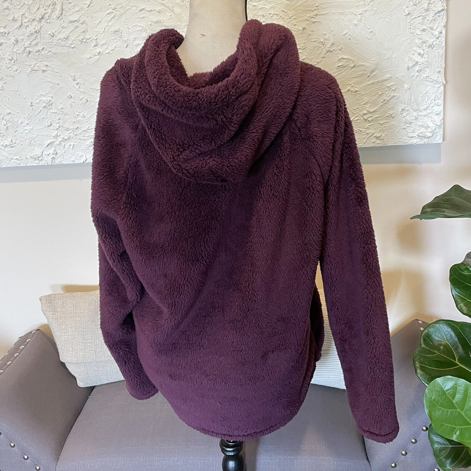 UNDERCOVER Felpa con cappuccio Victoria's Secret ROSA orsacchiotto mezza cerniera media lussuosa prugna esaurita nuova
