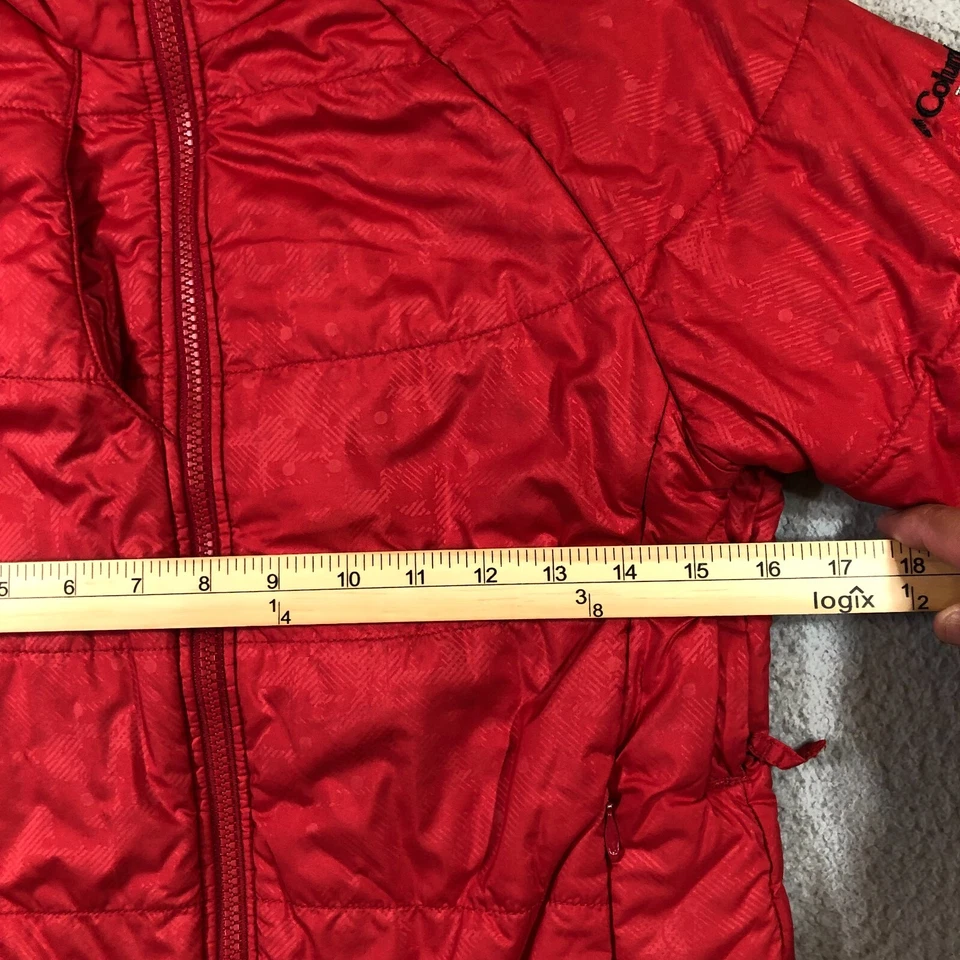 columbia titanium puffer jacket womens XS red  insulated mock neck full zip - Image 3 of 4