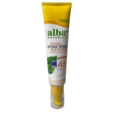 Alba Botanica Facial Sheer Shield Sunscreen SPF 45 Lotion Fragrance Free