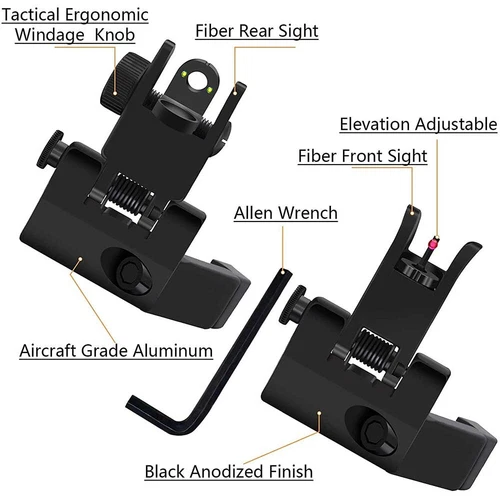 21mm Iron Sights 45 Grad Fiber Optics Offset Flip-Up Front and Rear Sights - Bild 6 von 15