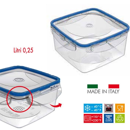 CONTENITORE PER ALIMENTI COME TUPPERWARE QUADRATO MICROONDE FREEZER 0,25  Lt. | eBay