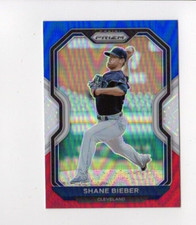 2021 Prizm Baseball Shane Bieber #166 Red White Blue Prizm Cleveland Indians