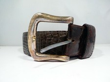BROWN CROCODILE BELT WITH HEAVY 950 STERLING BUCKLE SIZE 48