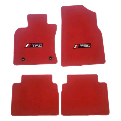 FOR 18-23 Toyota Camry Car Floor Mats Carpet 4PC Set - Red W/EMBLEM H