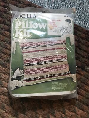 NEW Bucilla Weaving Pillow Kit 7857 Cream Rust Stripe Vintage