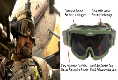 Gafas de tiro balístico militar táctico de la tormenta del desierto Green