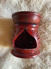 Oil Diffuser - Red Soapstone Oil Burner Carved 3 1/2”