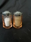 Vintage Pink Depression Glass "Open Rose"  Salt and Pepper Shakers