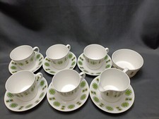 Colclough Cups Saucers & Milk Jug Green Floral Bone China Tea Set Vintage
