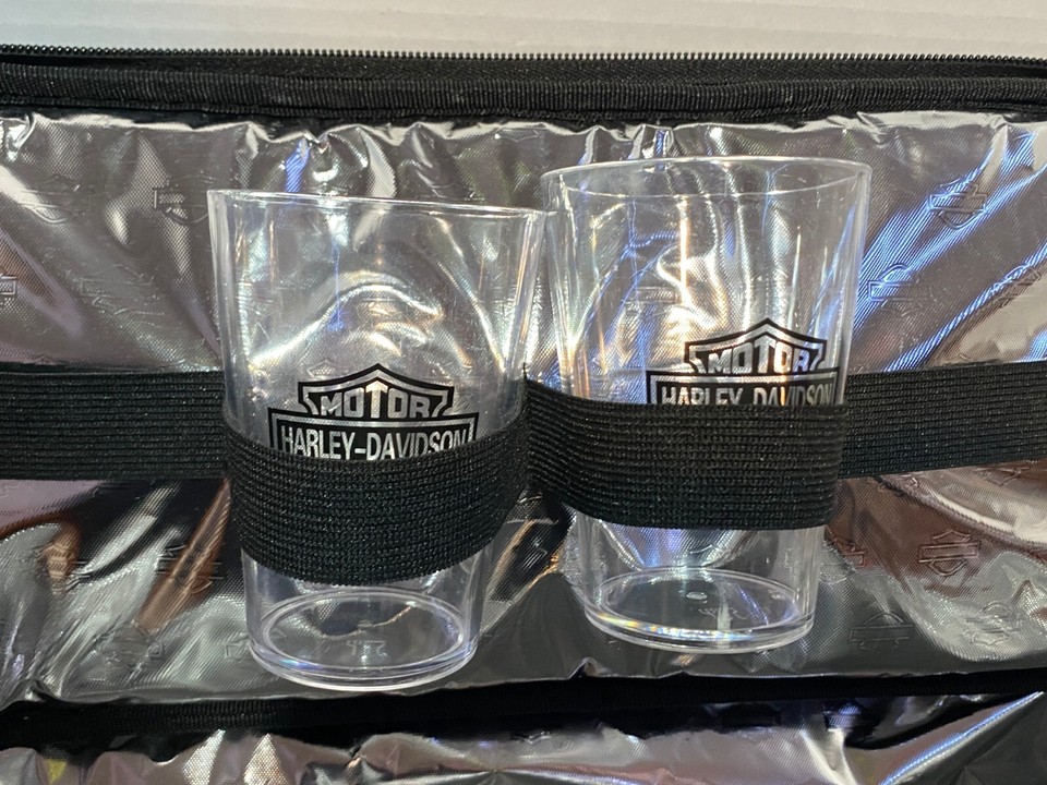 Harley Davidson Picnic Set Black Insulated Travel Cooler Bag W/Service