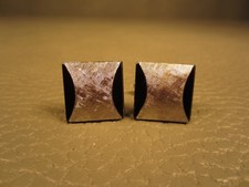 Classic Onyx Brushed Finish White Gold Plated Cuff Links