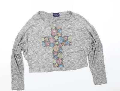 The Cla-sic Damen Pullover grau U-Boot-Ausschnitt Viskose-Mischung Größe M - Cross