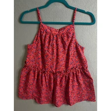 Sienna Sky Top Women's Small Floral Cami Top Ruffle Tie Front Sleeveless Blouse