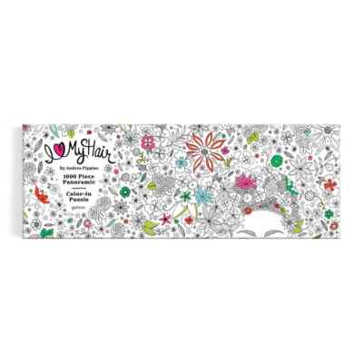Flowers In Your Hair Color-In 1000 Piece Panoramic Jigsaw Puzzle Galison New