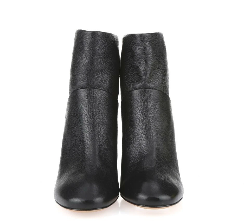 Женские черные кожаные короткие сапоги без застежек DIANE VON FURSTENBERG размер 5 М - Изображение 3 из 4