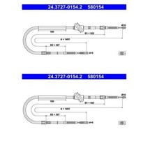 2x ATE 24.3727-0154.2 Seilzug Feststellbremse Hinten für Audi A6 4A2 4A5 100