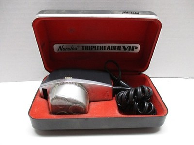Norelco Tripleheader VIP Vintage Electric Razor HP-1118 Tested With Case 1970's