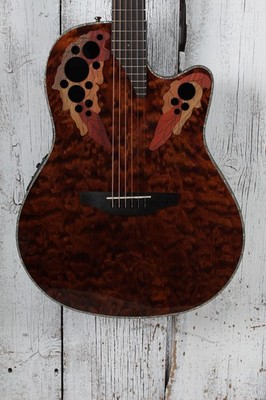 Ovation Celebrity Elite CE44 Mid Depth Acoustic Electric Guitar Dark Tiger Eye