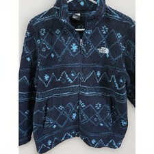 The North Face Men's Full Zip Fleece Jacket w/ Pockets Blue Geometric Sz S
