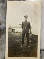 Antique Vintage Photograph Man Standing In WW2 Uniform