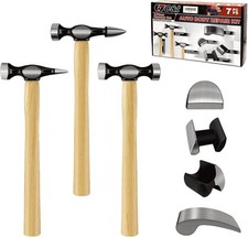 7 Pack Auto Car Body Work Hammer Fender Hand Tool Dent Crowbar Repair Set Kit