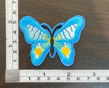 Light Blue Butterfly Embroidered Iron On Patch
