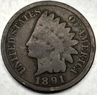 1891 Indian Head Cent Penny Good Condition 1c One Cent US Coin- 0874