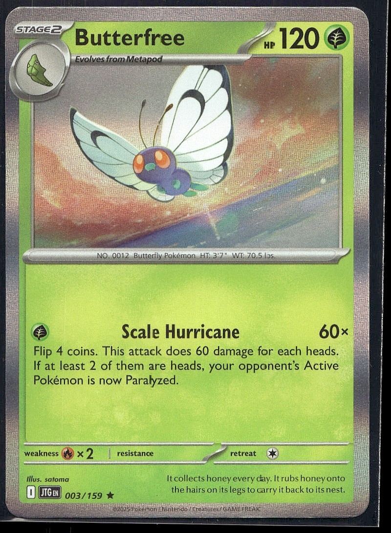 Butterfree 003/159 Rare Journey Together Pokemon Holo Lightly Played