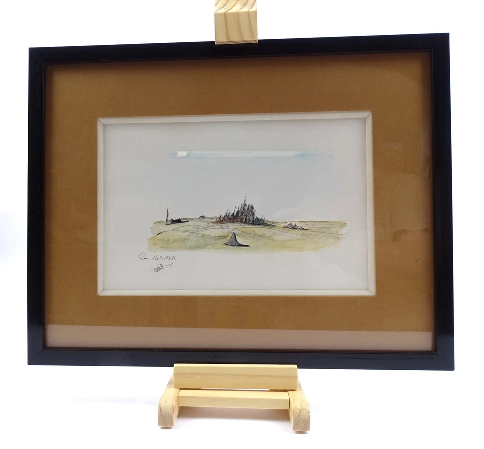 Chafik Wafai Aquarell Paris 1985 signiert Büttenpapier Galerie Rahmen 39x30 cm - Bild 1 von 4