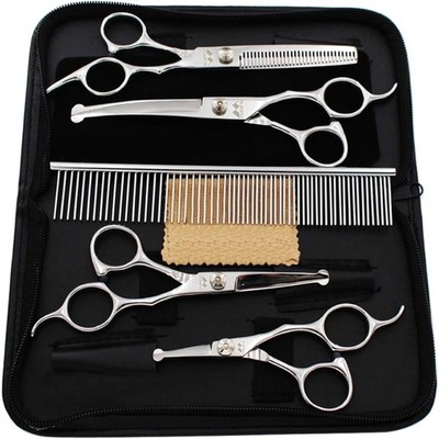 Hundeschere Edelstahl Rundspitze 5in1 Set Haustierpflege Schere Katze Hund