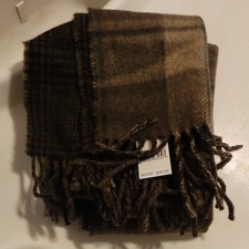 Ralph Lauren Wool Plaid Scarf Brown Fringe Men's PC0011 Fall Winter