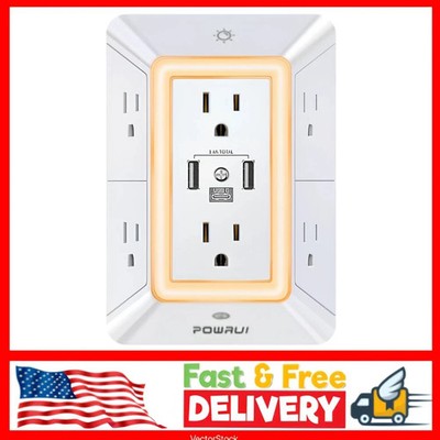 Multi Plug Outlet Surge Protector - POWRUI 6 Outlet Extender with 3 USB Ports...