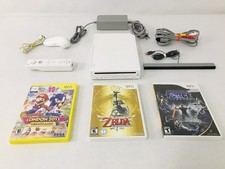 Nintendo Wii White Video Game Console RVL-001 With Zelda, Mario  Star Wars Game