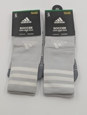 2 Pair Adidas Soccer Youth Kids Sz 13C-4Y Copa Zone Cushioned Socks Gray/White