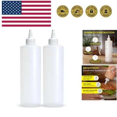 Condiment Squeeze Bottles, 16 OZ Empty Squirt Bottle with Twist Top Cap, Leak...