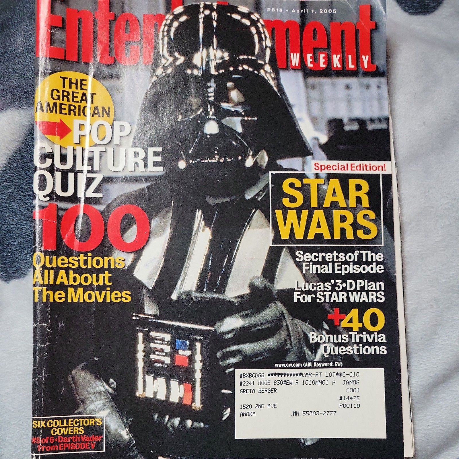 Entertainment Weekly April 2005 #813 Darth Vader Star Wars Magazine