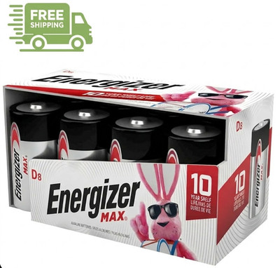 Energizer D Batteries, D Cell Battery Premium Alkaline, 8 Count