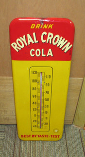 Vintage RC ROYAL CROWN COLA Soda Thermometer NEHI Tin Sign Beautiful WOW LQQK!