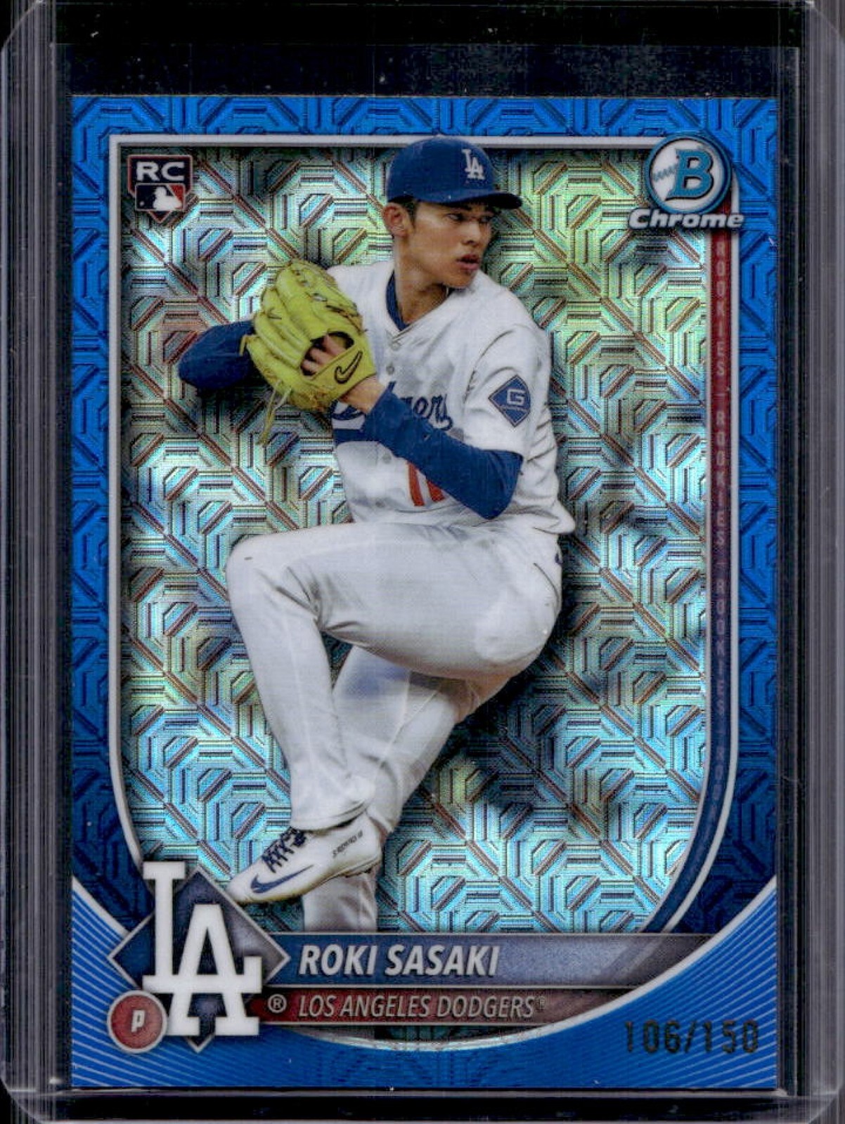 Roki Sasaki 2025 Bowman Chrome Mega Box #12 Blue Mojo Refractor 