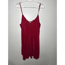 Intimate affair red pleated night gown womens large coquette evening romantic