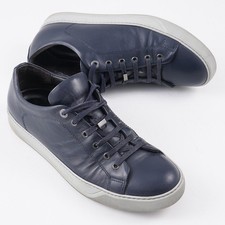 Lanvin Men's Slate Navy Blue Smooth Leather Low-Top Sneakers US 10 Eu 43/UK 9 