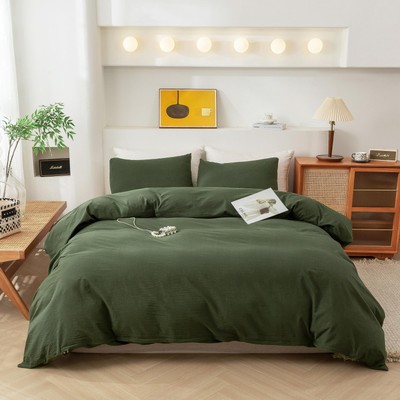 3 Pieces Duvet Cover King 100% Washed Cotton 1 Duvet Cover with Zipper and 2 ...